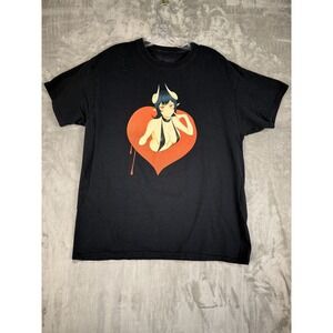 Anime Graphic‎ T-Shirt Black Heart Devil Girl Top LEWD COMPLEX Adult Size L